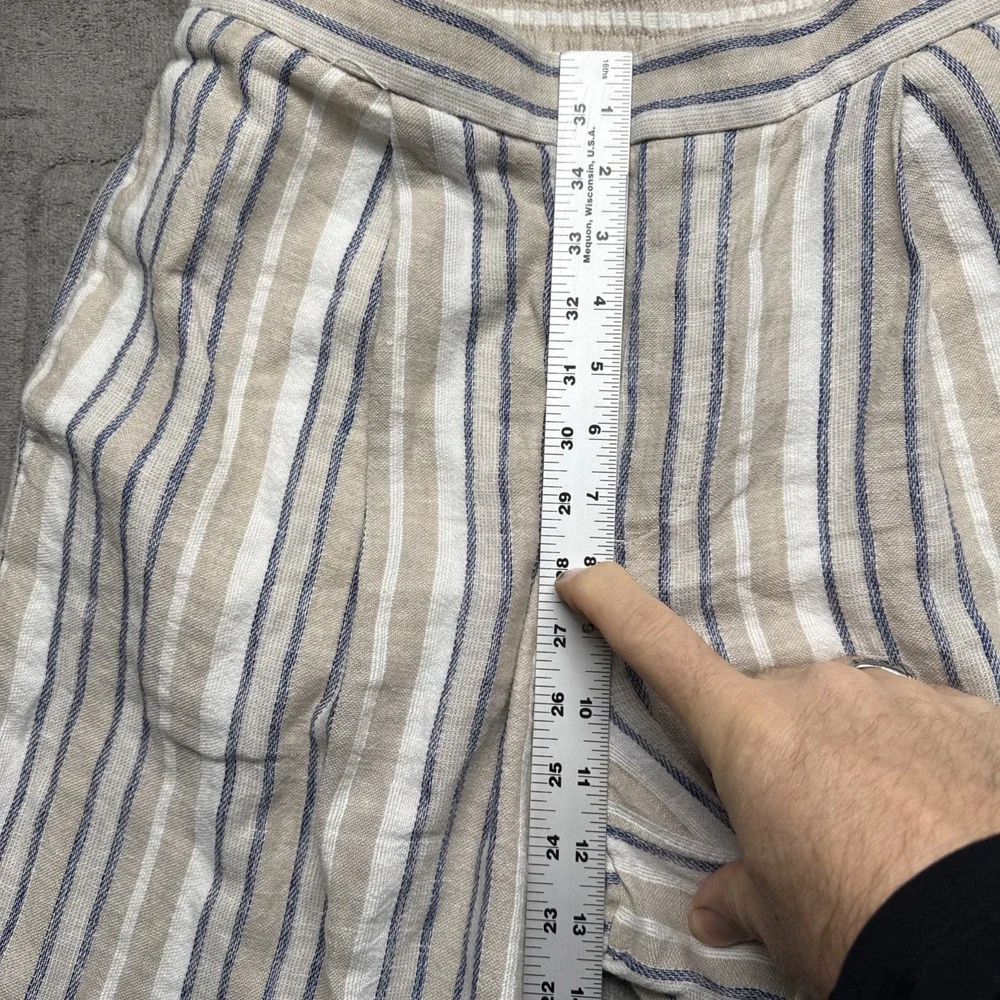 Banana‎ Republic Linen Stripe Wide Leg Pants Small Coastal Resort Beachy Chic